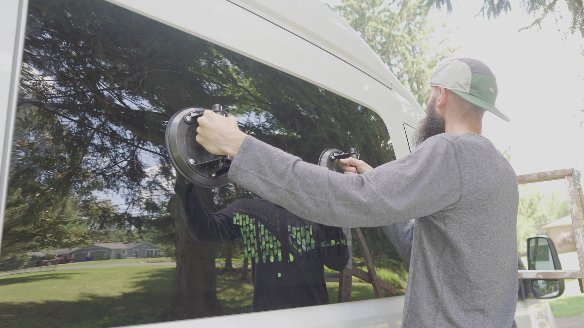 Van Life Cargo Door Bonded Window Intall Window Fit Check