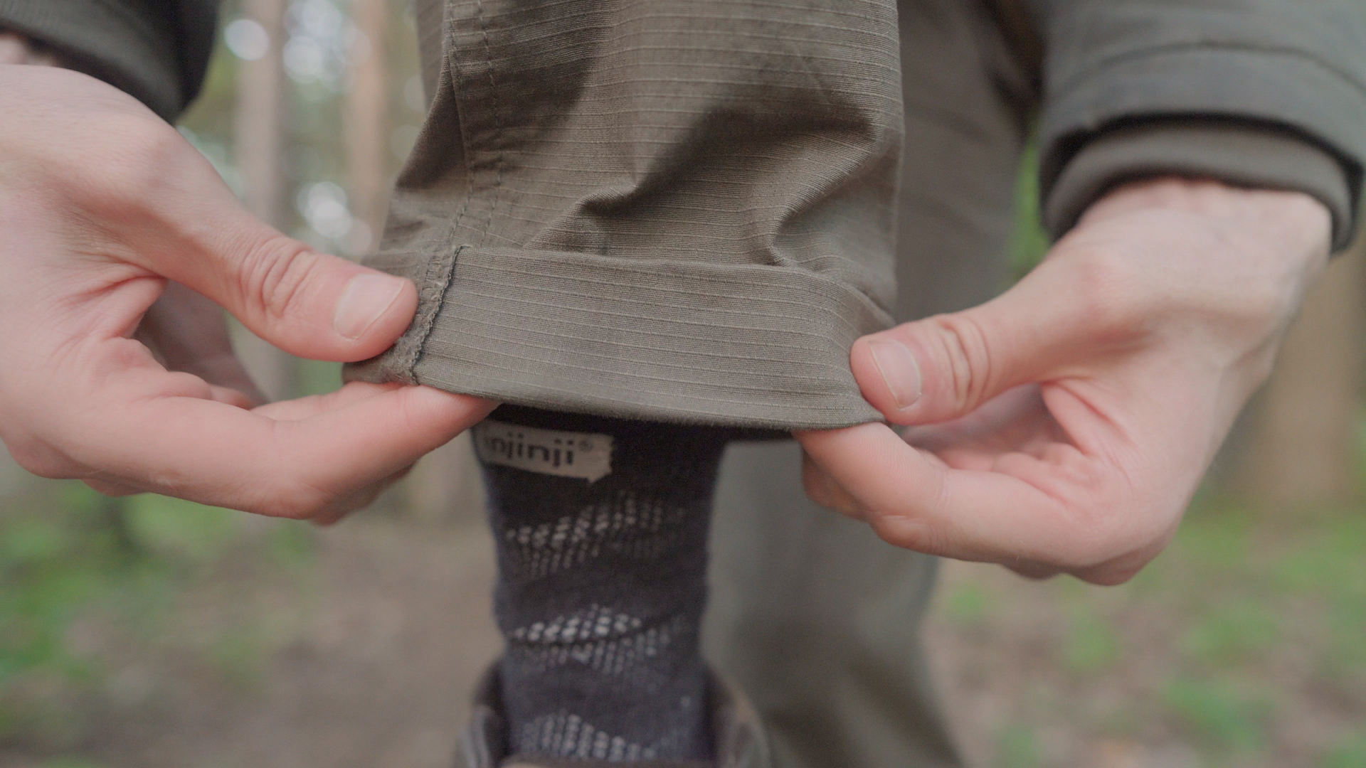 Roark Campover Cargo Hiking Pants Review Cuff Closeup Ripstop