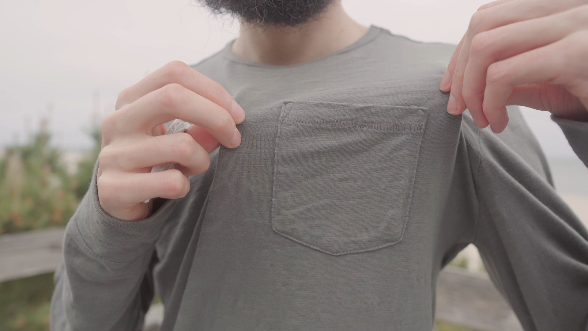 Roark Well Worn Long Sleeve Pocket Closeup