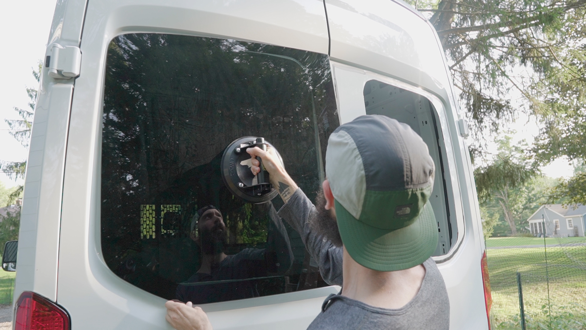 Van Life Rear Door Bonded Windows Install Ford Transit Dry Fit Window Check 2