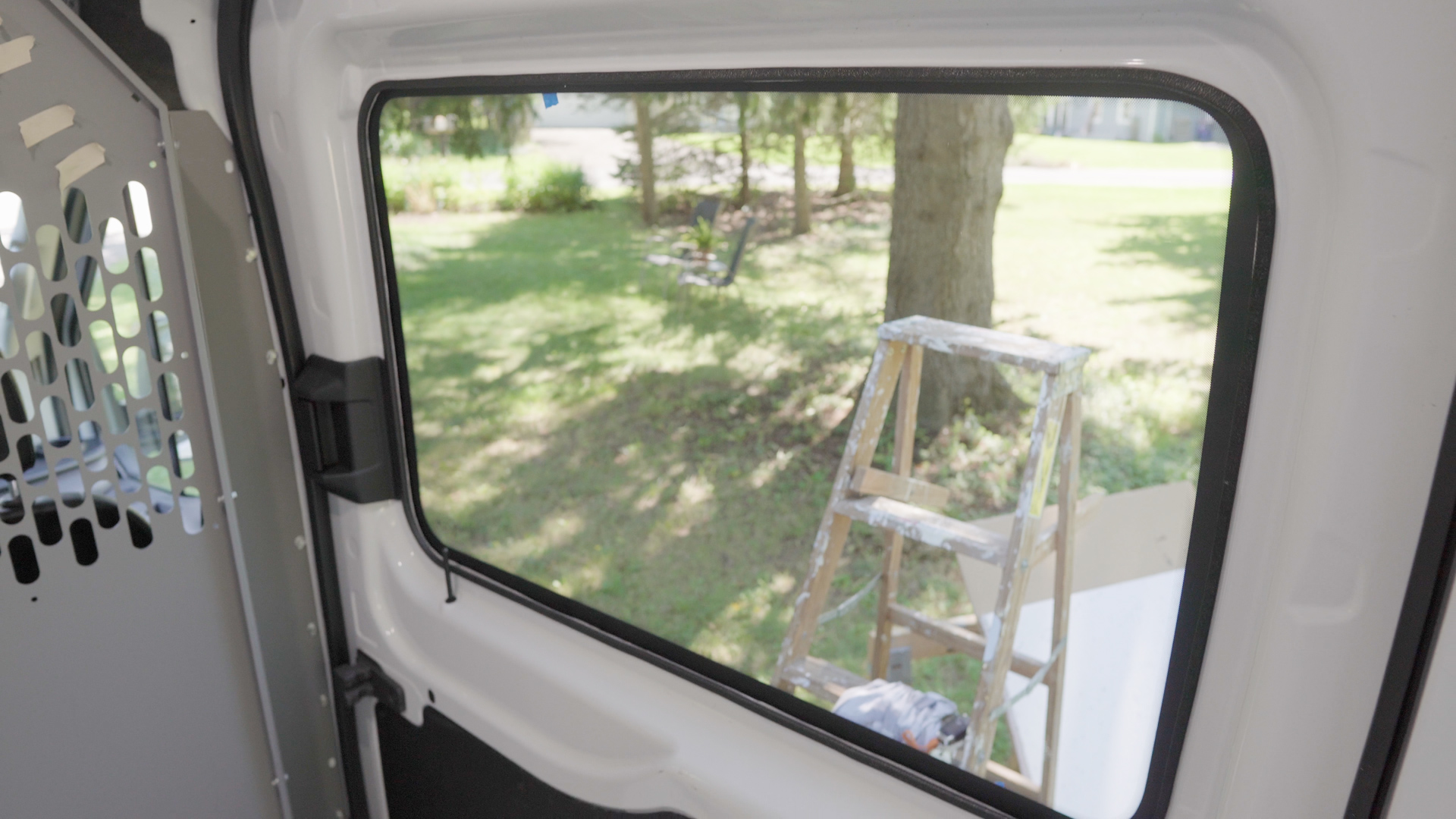 Van Life Cargo Door Bonded Window Intall Inside Window View