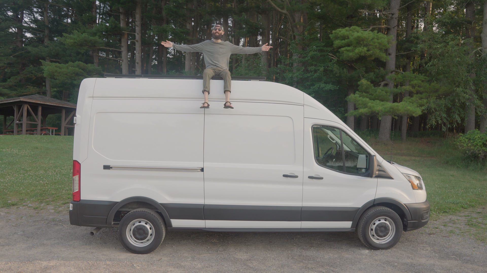 Van Life Day One Andrew Folts Ford Transit High Roof 250 Side Woods